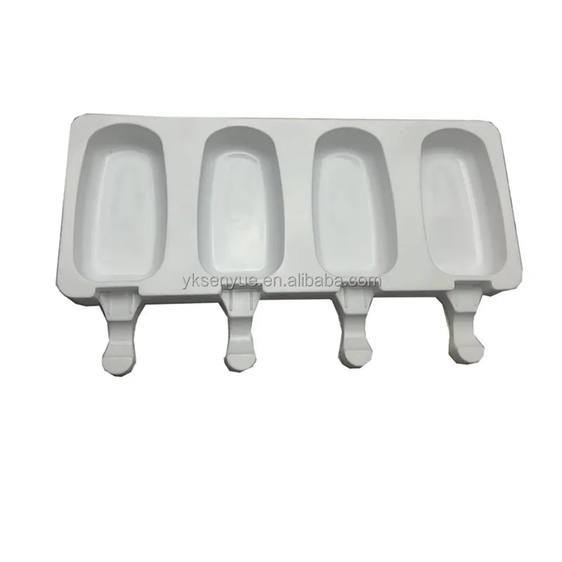 Hot Sales 4 Holes Big Size Silicone Ice Cream Mold Ellipse Shape Silicone Popsicle Mold  Reusable Silicone Ice Cube Tray for DIY