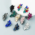 Retro Fancy Cluster Crystal Flower Dangle Earrings Full Inlaid Rhinestone Statement Stud Earrings for Women Girls