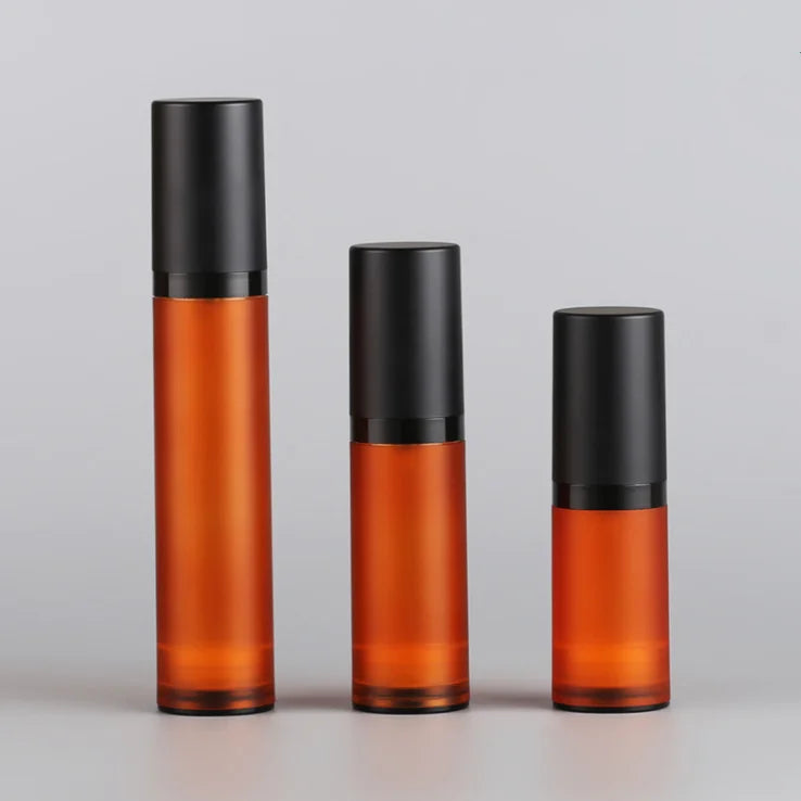 Customize Skincare Cosmetic Packaging 15ml 30ml 50ml Frosted Orange PP Lotion Airless Serum Pump Bottle