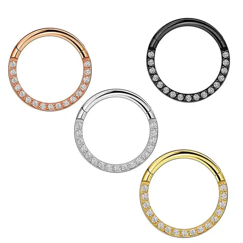 Wholesales 16G Septum Clicker Ring Stainless Steel Brass Hoop Cartilage Helix Tragus Hoop Daith Earrings Nose Rings Hoop Hinged
