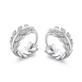 Dylam Crystal Leaf Small Hoop Earrings Sterling Silver Dainty CZ Cartilage Tiny Wedding Huggie Round Hoops Jewelry for Women