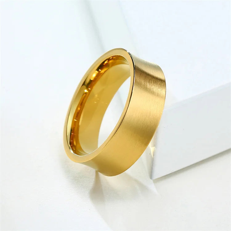 7mm Minimalist Gold Plated Rings Men Stainless Steel Jewelry Custom Blank Finger Ring