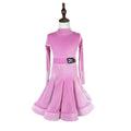 Romantic Purple Latin Dance Dress Girls Velvet Dance Skirt Performance Wear for Girls