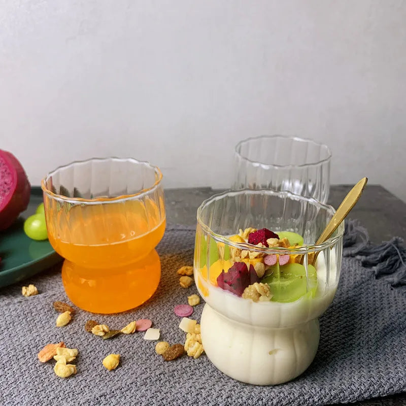 Striped Fat Cup Lemon Juice Heat-Resistant Glass Cup