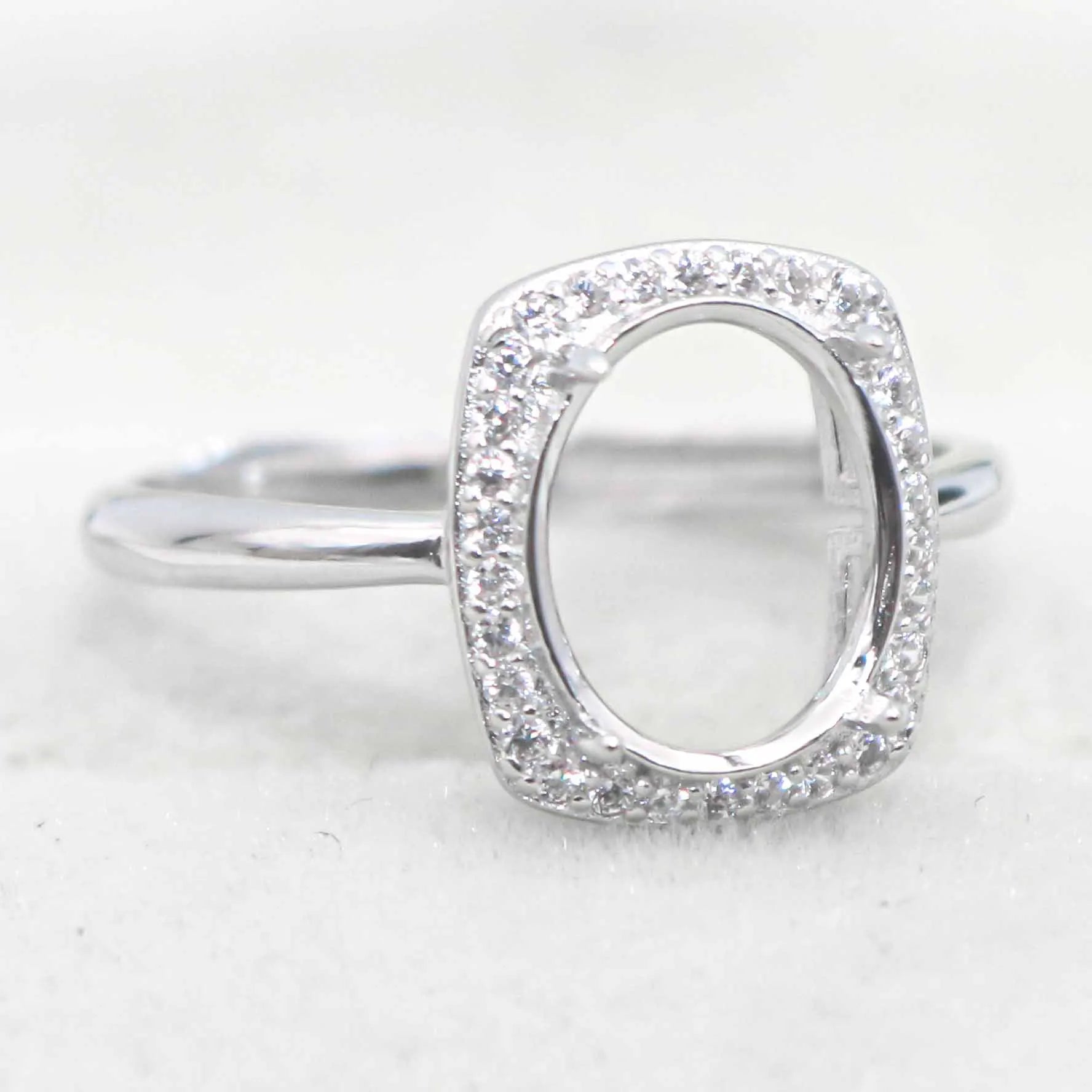 Sterling Silver 7*9/8*10/9*11/10*12mm Semi Mount Ring Frame Empty Blank Support Setting Base Without Center Stone for DIY Inlay