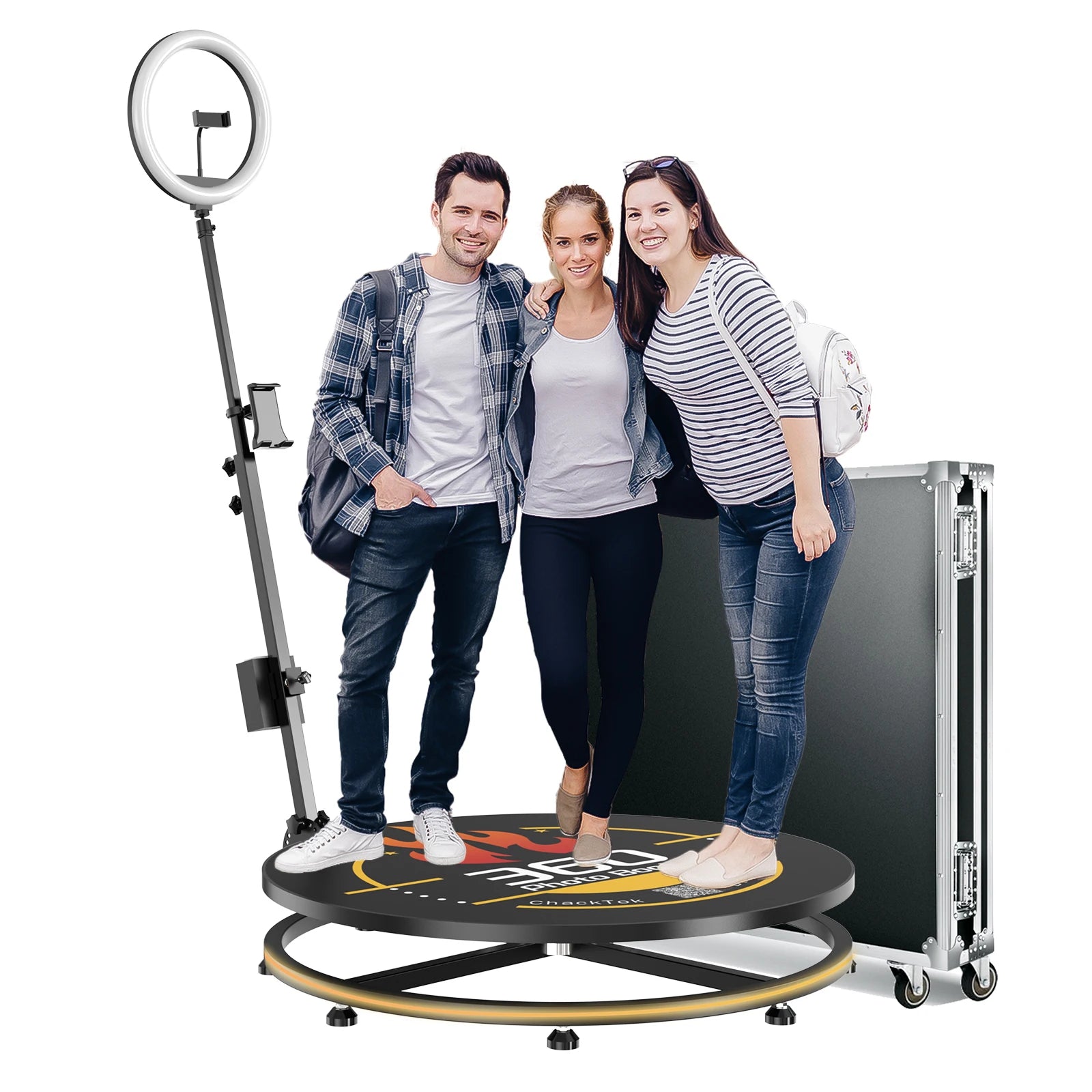 360 Photo Booth Machine with Overhead Camera Flight case Stocked in Europe and USA Warehouses Ready for Fast Delivery Event Use