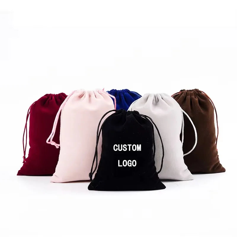 Cheap Custom Logo Soft Drawstring Velvet Gift Bag Pouch for Jewelry Packaging Pouch