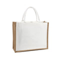 Custom Logo Elegant White Burlap Bag Luxury Beach Tote Cotton Jute Shopping Bag