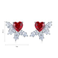 S925 Silver Heart Cut Lab Grown Ruby Stud Earring Trendy Jewelry for Engagement Anniversary Romantic Partners Weddings & Parties