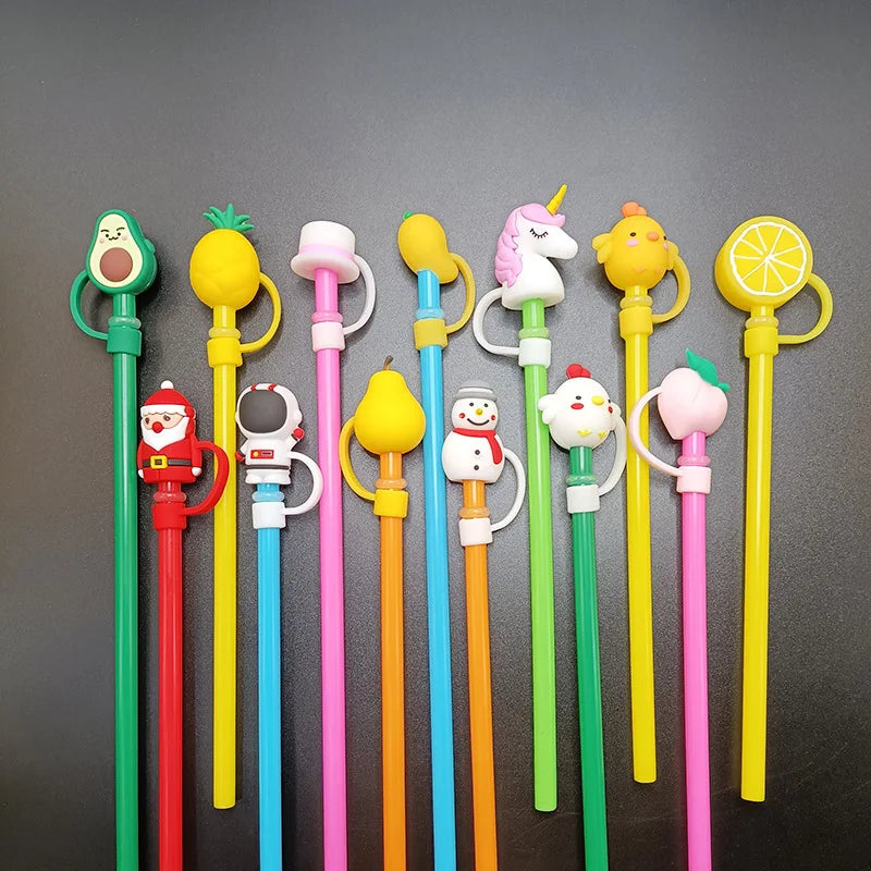 2022 ECO-friendly New Silicone Custom Straw Topper Charm Cover for Tumbers Wholesale Cute Pvc Set Attachment