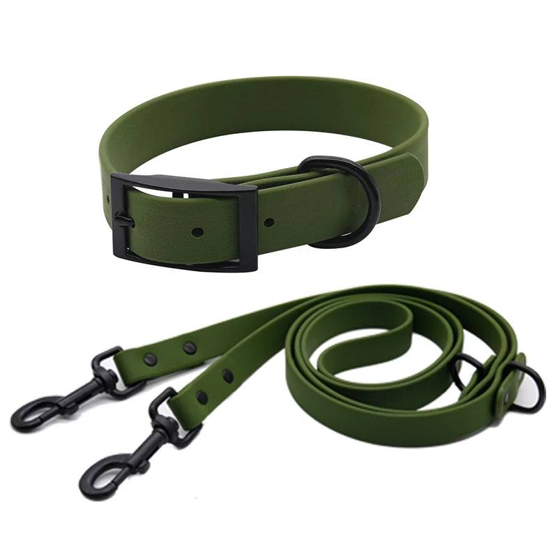 Handmade Dog Collar & Matching Leash Durable Soft PVC Coated Nylon Personalized Rivet Decoration Breakaway Feature Solid Pattern
