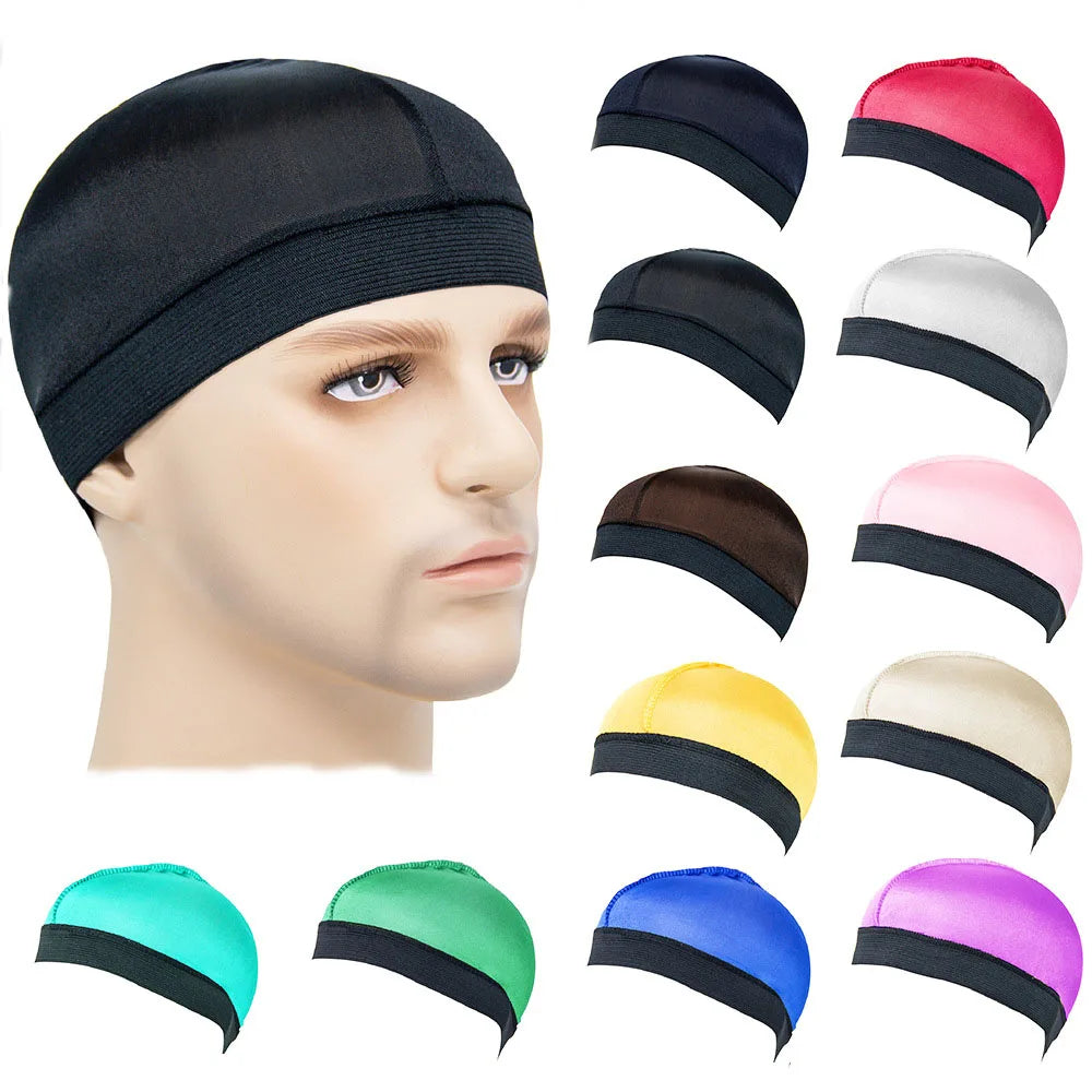 Stretch Bamboo Satin Silk Lined Oversized Sleep Cap Beanie Slap Cap America Popular Pirate Hat Adult Wave Dome Cap