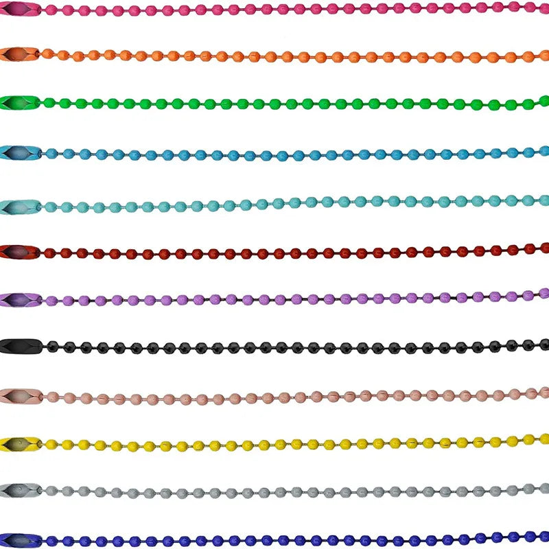 Metal Ball Bead Chains with Connectors 2.4mm Iron Ball Chain Keychains DIY Necklace Jewelry Making/Hanging Ornament/Craft
