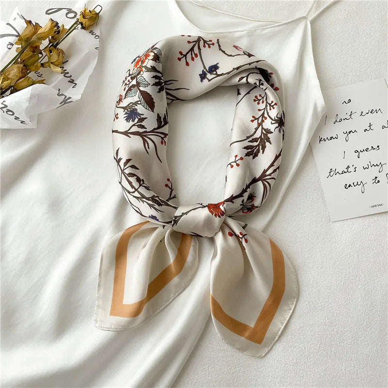 Wholesale New Autumn Arrival Elegant Silk Custom Printing Scarf for Women 70*70 cm High Quality Ladies Scarves