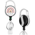 Round Shape Retractable Metal Carabiner Badge Reel Lighter ID Badge Holder with Back Clip No Logo