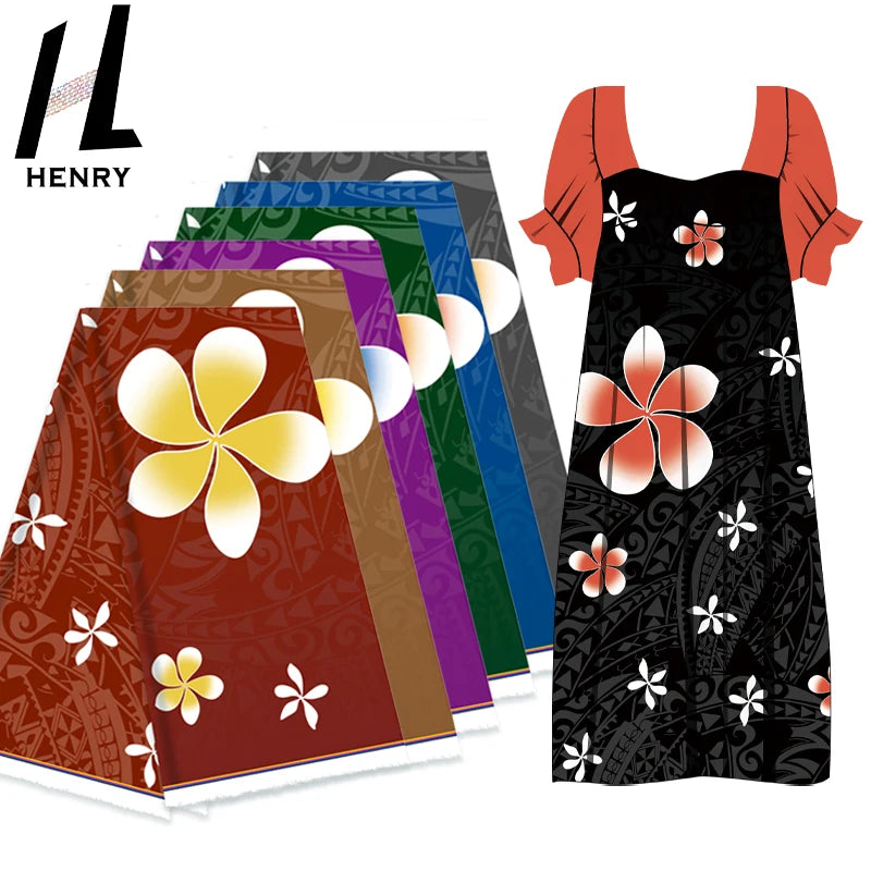 Shaoxing Hot Selling High Quality Polyester Egg Flower Print Design Polynesian Style Mumu Dress Fabrics by the Yard