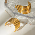 Popular 18k Gold Stainless Steel Plated Smooth Irregular Convex Earrings