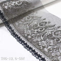 Glittery 21CM Black Nylon Tulle Gold Thread Vivid Flower Embroidery Lace Voile Lace Fabric Trim for Women Abaya Clothing