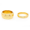 Minimalist Jewelry Simple Gold Plated Brass Couple Rings Set Fashion Grains Textured Jewelry Wedding Party Women Mens Lover Gift