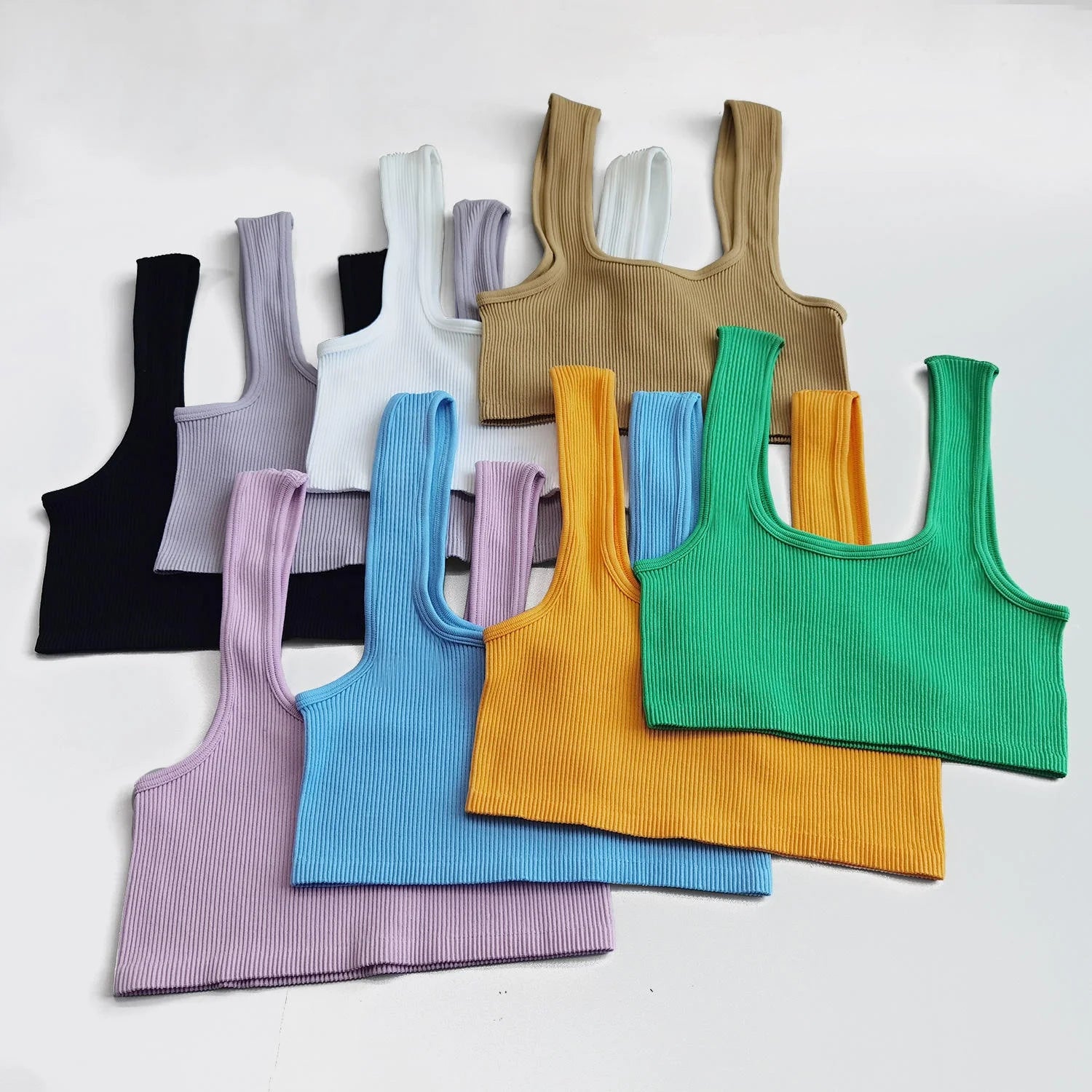 Candy Colors Sleeveless Women's Tank Top Quick Dry Sports Fitness Casual Women's Ribbed Tank Top