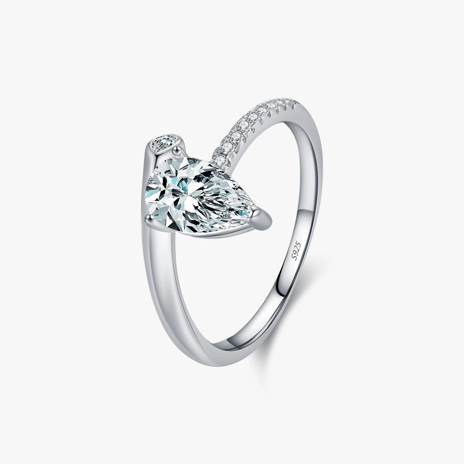 925 Sterling Silver Exquisite Water Drop Clear CZ Rings for Women Wedding Engagement Statement Jewelry Accessories