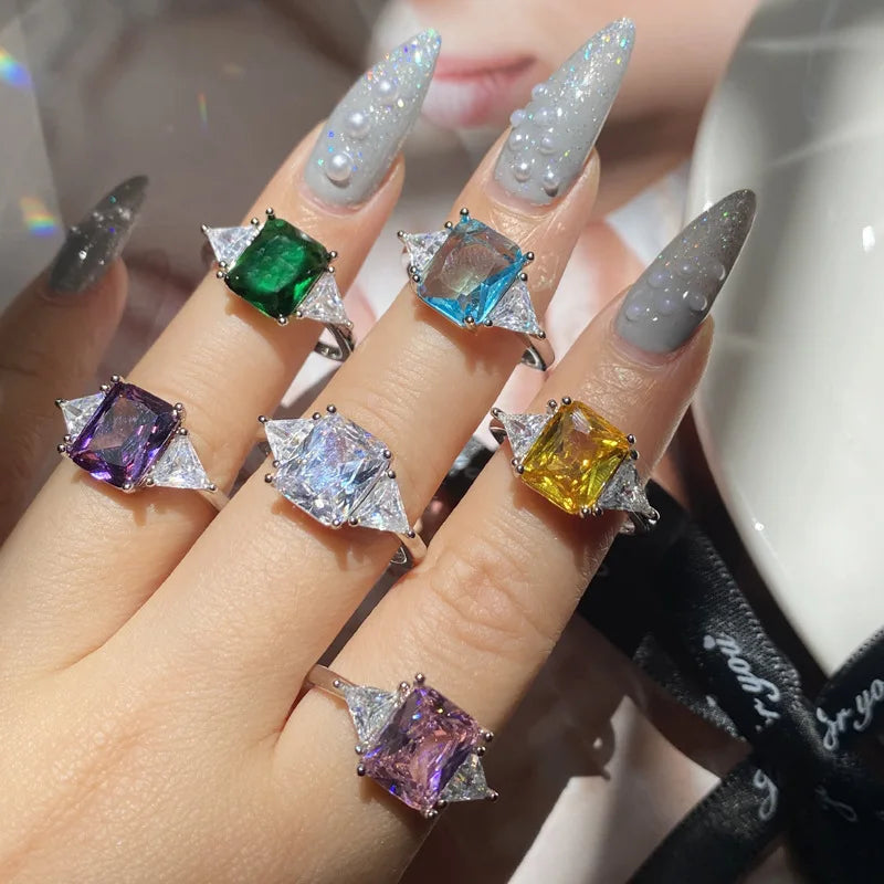 DAIHE Ins Hot Sales Fashion Jewelry Wedding Engagement Ring Colored Diamond Rings