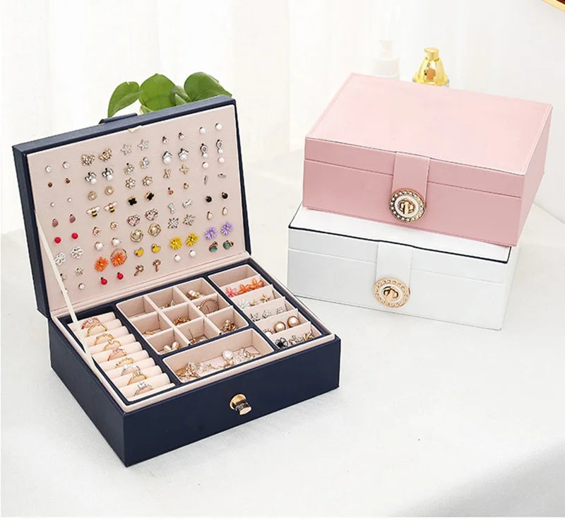 Luxury Leather Bracelet & Jewelry Box Drawer Gift Paper Cardboard Packaging Ring Necklace Organizer