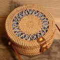 Wholesale Beach Boho Bag Bali Straw Hollow-out Floral Handwoven Purse Round Rattan Bag Shoulder for Women and Girls