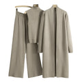 Summer Vintage Breathable Skinny Fit Lazy Knitting Three-piece Suit Temperament Sleeveless Undershirt + Sweater Cardigan + Pants MegaBDM