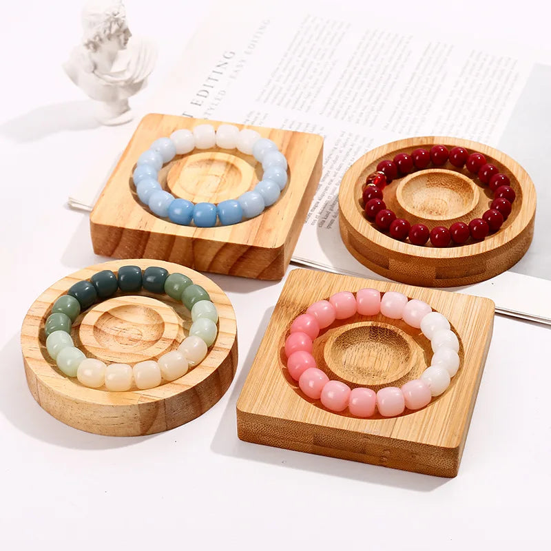 Black Walnut Beech Round square Jewellery Wooden Luxury  Bracelet Holder  Wood Bracelet Display Tray