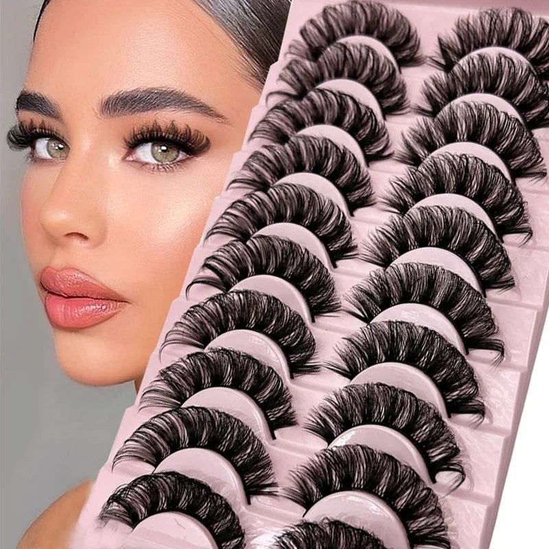 Russian Strip Lashes 10-pairs for Synthetic Hair Thick Luxury 3D Volume False Eyelashes Fake Eyelashes Giveaway Makeup