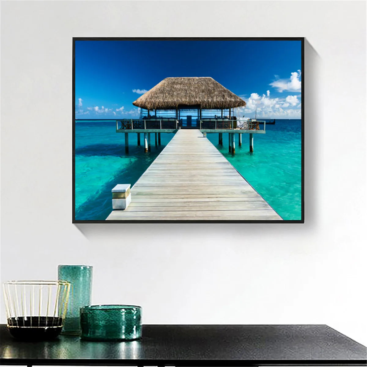 Seaside Pier Wooden Bridge Path Nordic Style Art Canvas Poster Print Decor Oil Painting on Canvas Posters Print Wall Art Picture