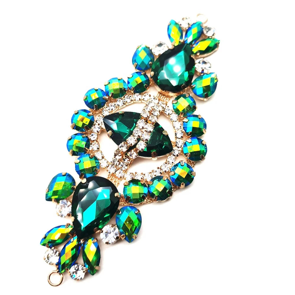 S196 Wholesale Elegant Crystal Fancy Metal Chain Shoes Buckles for Women Shoes Decoration Garment Accessories MegaBDM