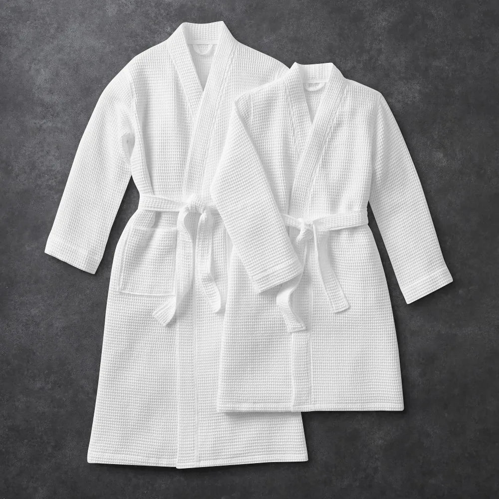 Promotional Cotton/microfiber Kimono Bathrobe Cheap Custom logo Waffle Spa Bathrobes