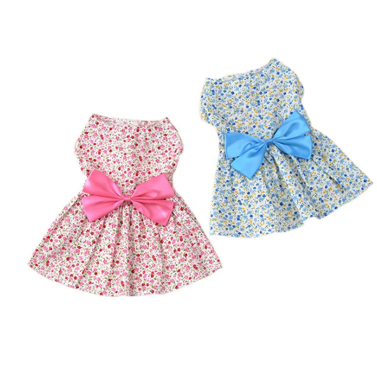 Small Pet Dog Cat Summer Cute Pastoral Floral Print Skirt Princess Dress Puppy Clothes Apparel