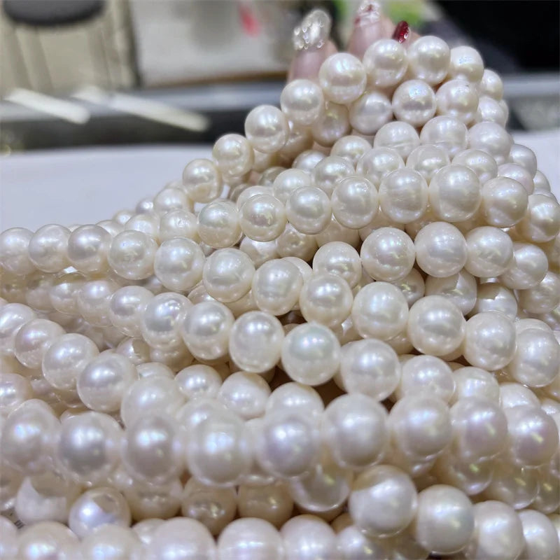 Zhuji China Natural Round 3A White Pearl String Factory Price Freshwater Pearl String Women's