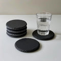 Wholesale Custom 4" Black Bulk Round Thin Whisky Tea Cup Slate Stone Coasters with Feet for Drink