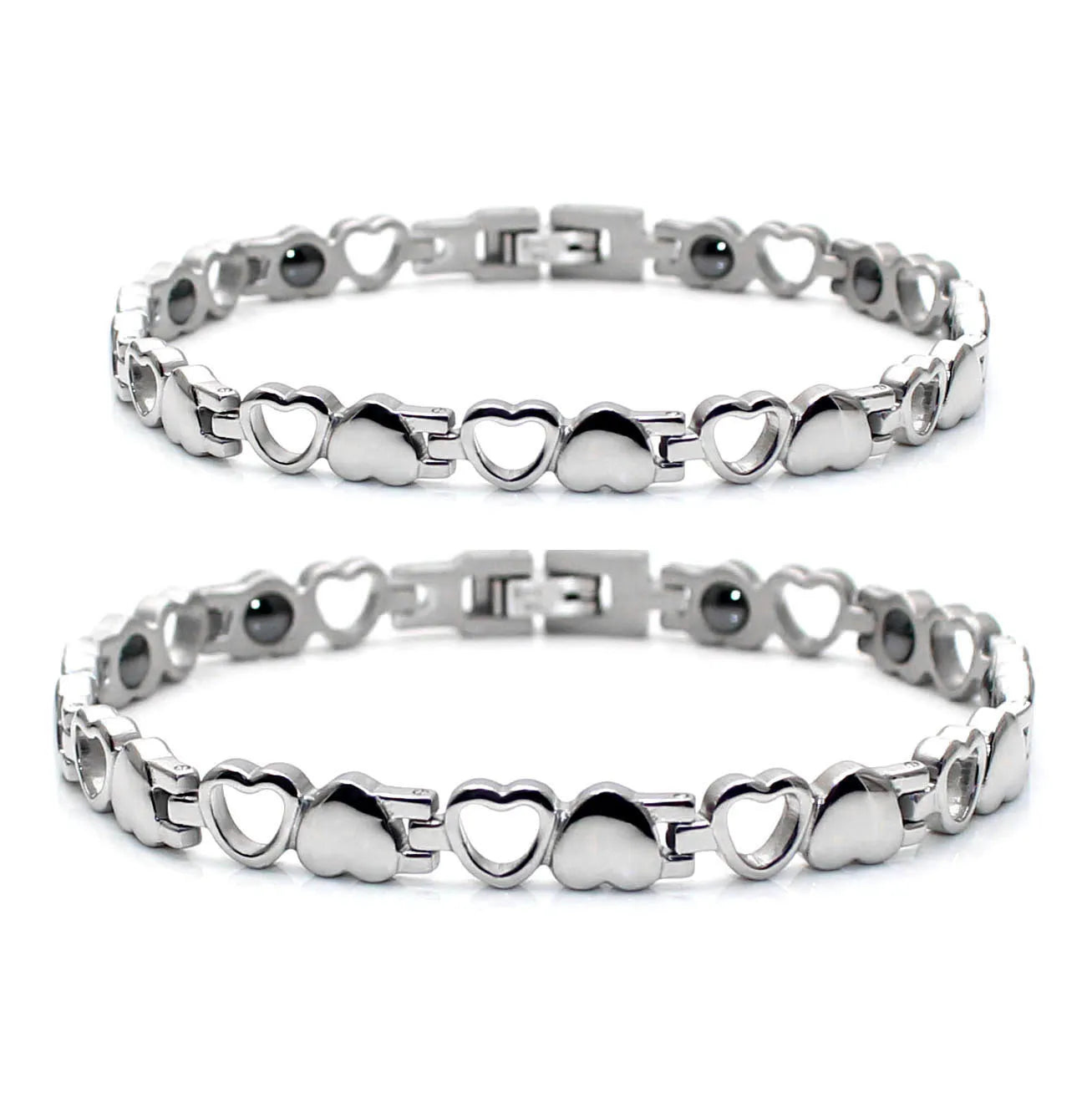 Fashion Magnetic Health Love Stainless Steel Classic Charm Bracelet Unisex Elegant Hollow Design Anniversary