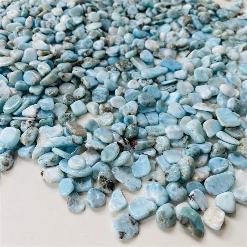 Natural Polished Blue Gemstone Crystal Larimar Gravel Tumbled Stones