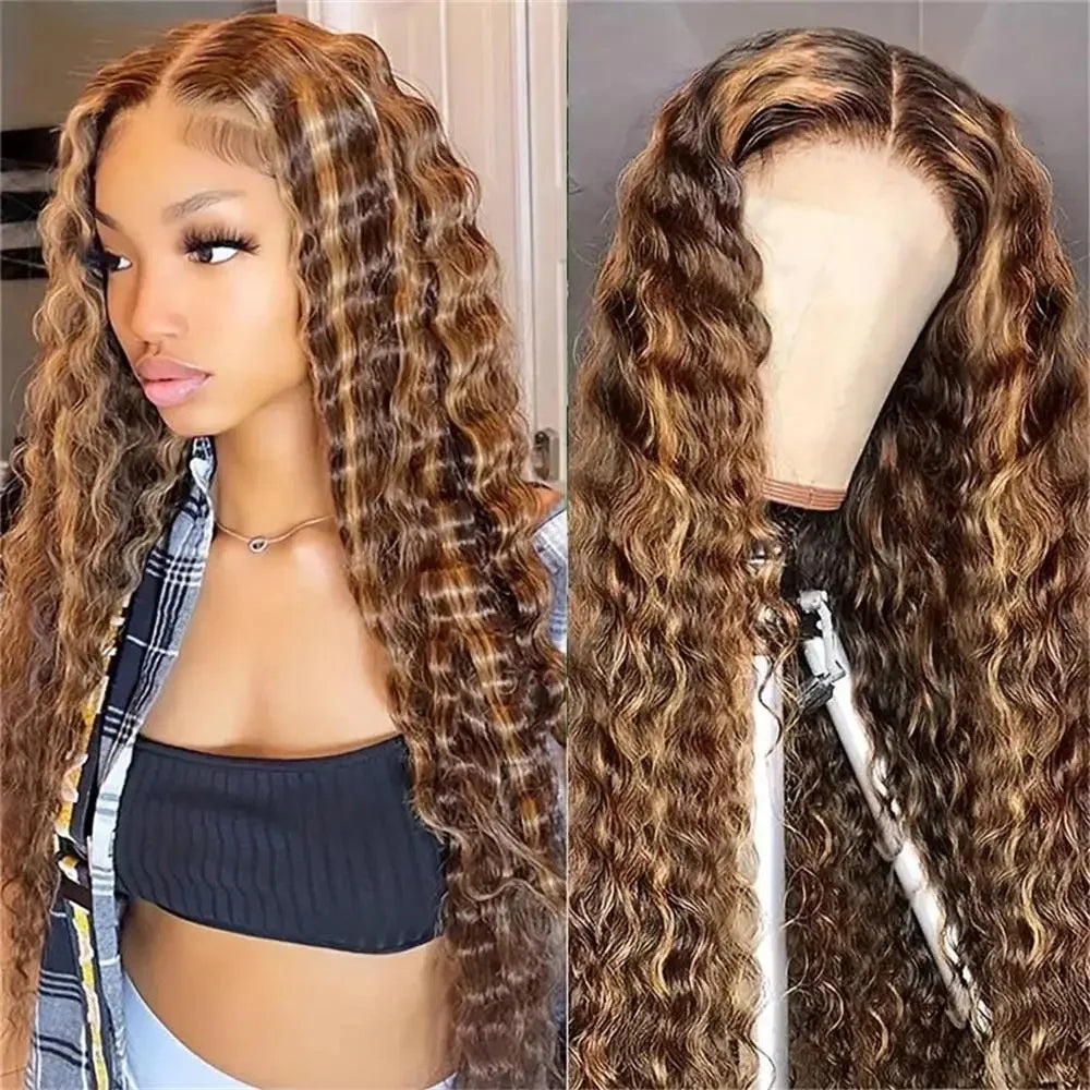 Wig 13x4 Deep Wave Lace Front Wig Highlight Blonde Deep Wave Vietnam Human Hair Wigs HD Wholesale