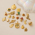 Waterproof Gold Family Vacation Heart Charms Summer Beach Theme Stainless Steel Enamel Jewelry Pendant