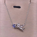 Hand Made Sterling Silver  Crystal Healing Stone Jewelry Natural Iolite Amethyst Peridot Garnet Cupid's Arrowcharm Pendant