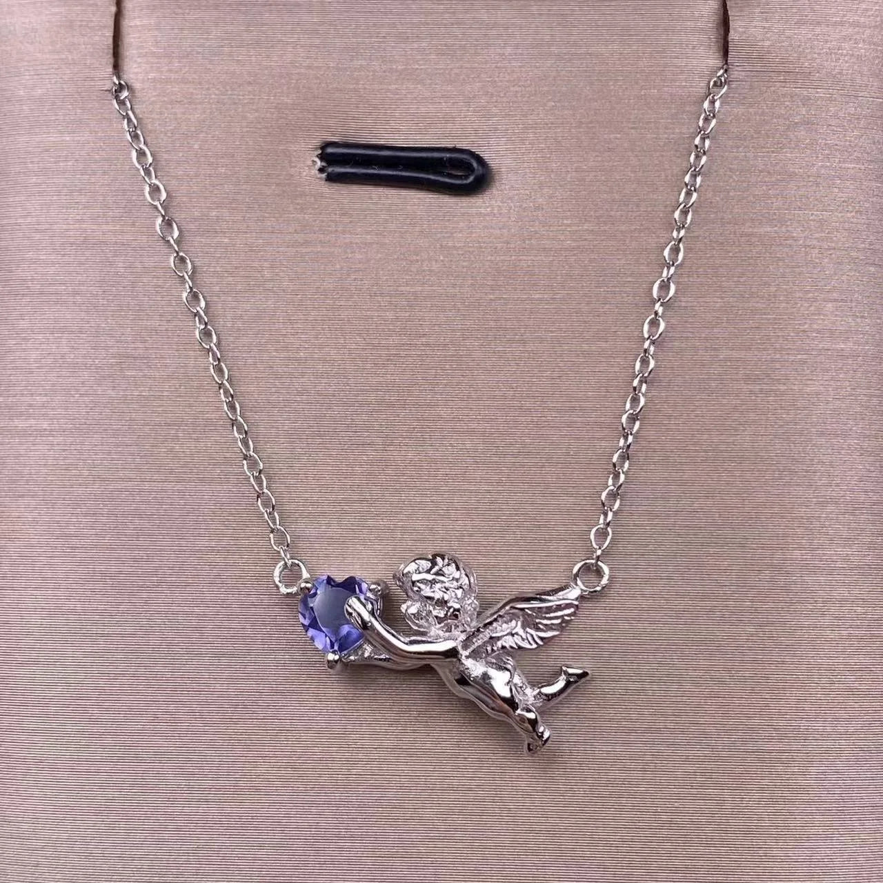 Hand Made Sterling Silver  Crystal Healing Stone Jewelry Natural Iolite Amethyst Peridot Garnet Cupid's Arrowcharm Pendant
