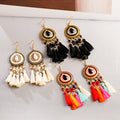 Boho Chic Women's Fashion Dangle Earrings Colorful Alloy Tassel with Ethnic Geometric Beads Bohemian Style Dangles