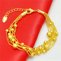 Dubai Jewelry Cross Border All Match 6 Line Transfer Beads Frosted Beaded Bracelet Ins Fresh Peas Girl Gold Plated Bracelet