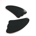 HY Factory Supply Natural Polished Black Obsidian Ice Cream Spoons Heated Gua Sha Tools for Eye