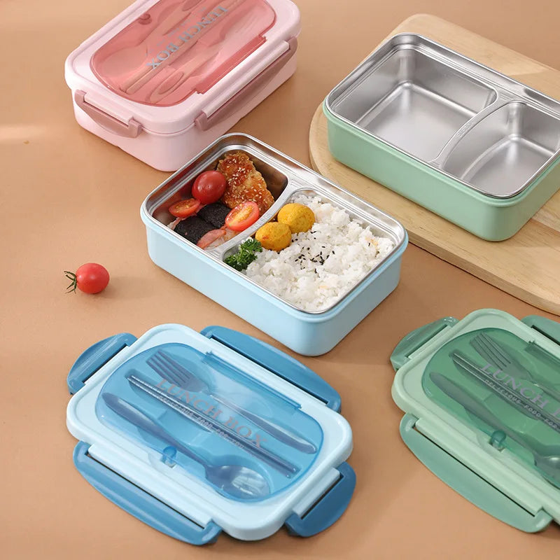Stackable Airtight Keep Food No 304 Stainless Steel and Plastic Tiffin Lunch Box Bento Food Storage Container for Adults & Kids