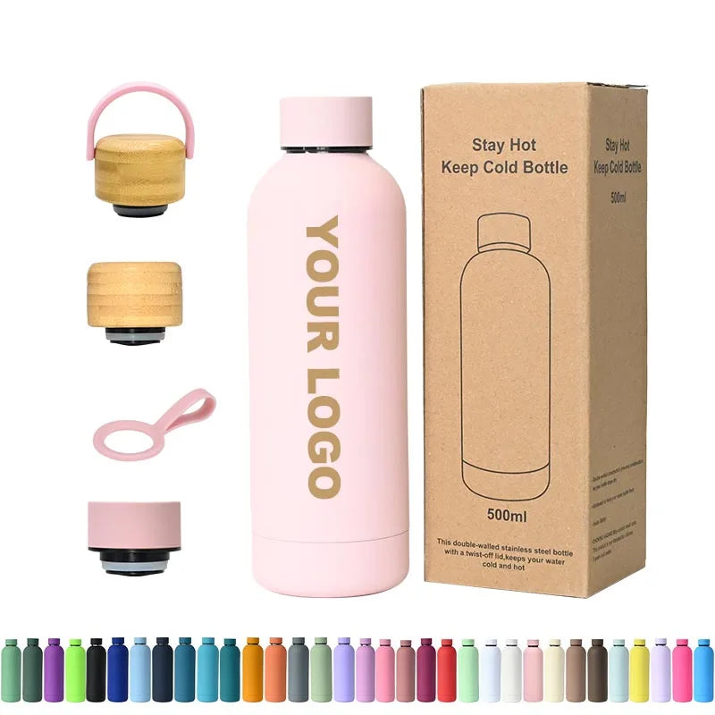 Custom Logo 500ml Eco-friendly Double Wall Stainless Steel Cup Insulated Drink Bottle Tumbler Water Bottle 750ml Thermal