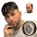 Wholesale  Swiss Lace  Remy Hair Toupee With Knotted Thin Skin PU Invisible Front Hairline 100% Human Hair Wig for Men