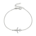 S925 Sterling Silver Adjustable Bangle Chain Bracelet Delicate Airplane Fashion Gold Zircon Wrist Jewelry for Women Perfect Gift